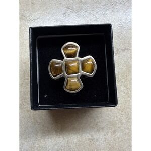 Barse Thailand Sterling Silver 925 Tiger Eye Gems Ring Size 5 - 16 grams